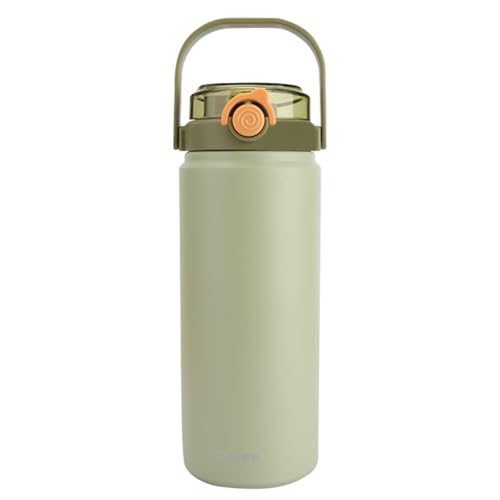 Lista de Botella verde los mejores 5. 46 SSGP Termo Acero Inoxidable 42oz(1200ml), Botella de Agua 1.2Litros, Aislamiento al Vacío, A Prueba de Fugas, Con Pajita, Sin Bpa, Con Asa, Café (Verde)