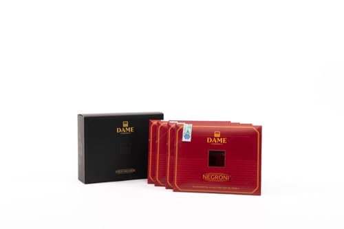 DAME Cocktail - 4 Negroni listos para beber, fabricado en Italia con Gin Tanqueray, Bitter Rosso, Vermut Rosso e Angostura, Box que contiene 4 bebidas de 100 ml
