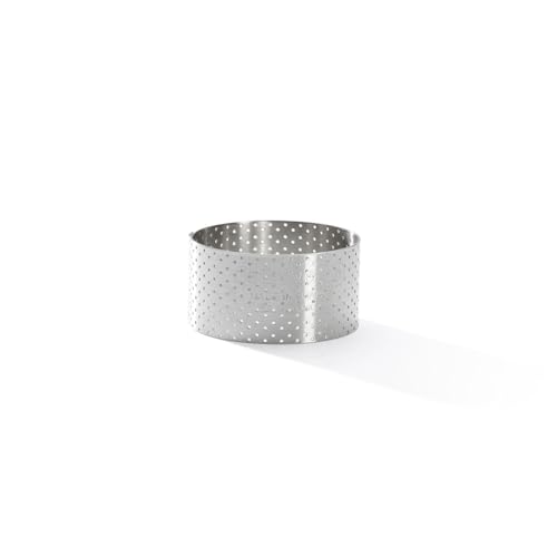 De Buyer Perforated Stainless Steel Straight Tart Ring - 65x35mm, Silber, Diamètre 6,5 cm, hauteur 3,5 cm - Image 2