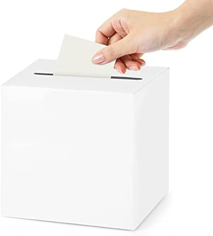 White Card Box Wedding Favors Post Box Cardboard Receiving Money Box Holder for Wedding Reception, Baby Showers,Anniversary, Birthday Party, Graduation Table Centerpiece Decorations