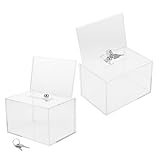 KICHOUSE 2 Stück Teiliges Acryl Vorschlagsbox mit Transparentem Design Abschließbar mit Schlitz für Sichere Feedback Spendenorganisation im Büro Veranstaltungen
