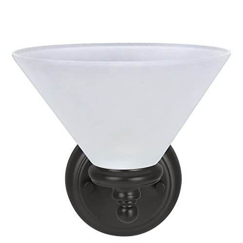 Image of Aspen Creative 62145, One Metal Bathroom Light Fixture, 6-1 /2 inch Wide, Transitional Design in Oil Rubbed Bronze with Frosted Glass Shade Vanity Wall