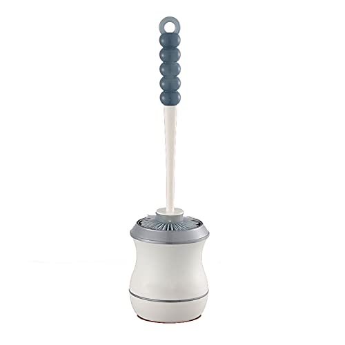 Juego de escobilla de inodoro y soporte de cerdas de silicona, limpieza profunda con mango largo antideslizante, soporte de pie de secado rápido, cepillo de inodoro blanco para baño