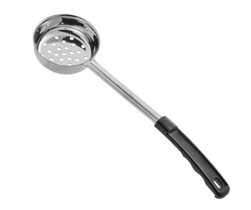 Soro Essentials- 6 oz Stainless Steel Perforated Portioners with Black Plastic Handle- Portion Control Serving Spoons Kitchen Ladle Spoon Serving Scoops for Home Kitchen Restaurants