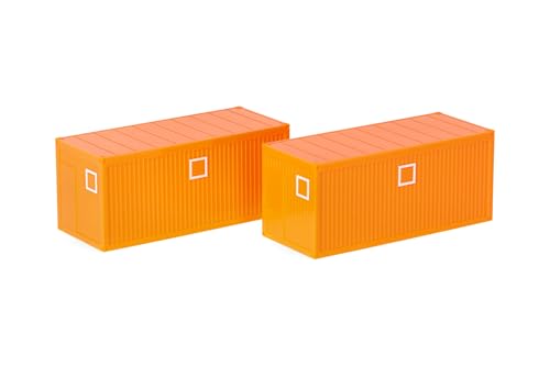 Herpa Zubehör L2x Baucontainer, kommunalorange, im Maßstab 1:87, Miniatur Modell, Kunststoff