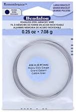 Beadalon Remembrance Stainless Steel Memory Wire, Heavy Duty Round, Bracelet, Large, Bright, 0.25 oz, Approx. 7 coils