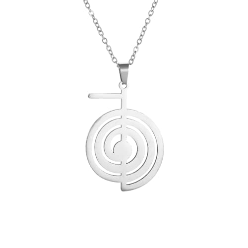 Collier homme géométrique avec pendentif double cercle tendance