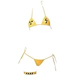 SINGUYUN Damen-Mikro-Bikini, Kawaiii, Anime, Cosplay, Dessous-Set, kleiner BH, Tanga, Höschen, extreme Bademode, niedlich, C2100Gelb, Einheitsgröße