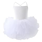 Toddler Girls Ballet Skirted Leotards Strap Tutu Dress Party Costumes for Dance White 2-4t