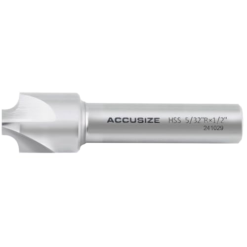 Image of Accusize Industrial Tools Hss Corner Roudning End Mill, 5 /32'' Radius, 1 /2'' Shank Diameter, 3 /4'' Largest Diameter, 3'' Oal, 1011-0532 | H.S.S. Corner Rounding End Mill, 1 /2 inch Shank, 3 /4 inch Largest Dia, 3 inch OAL