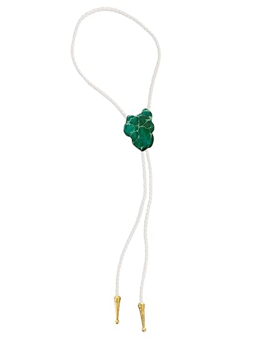 Image of Daisy Del Sol Gemstone Bolo Tie Braided Vegan Faux Leather Natural Stone Gold Handmade Necklace Adjustable Boho Western Jewelry