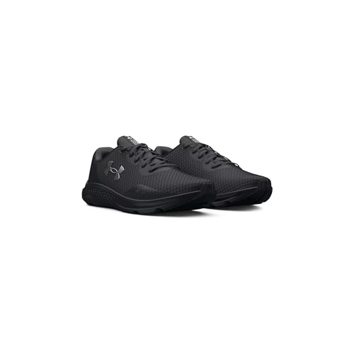 Under Armour UA W Charged Pursuit 3 Chaussures de sport pour femmes, baskets légères et confortables, noir/noir/argent métallisé