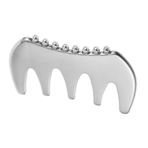CIYODO Tabla de Raspado Facial de Acero Inoxidable, Peine de Dientes Anchos para Masaje de Cuero Cabelludo y Cuerpo, Herramienta Portátil Gua Sha Multifuncional para Cuidado Piel y