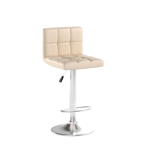 Image of Homall Bar Stools Modern PU Leather Adjustable Swivel Barstools, Armless Hydraulic Kitchen Counter Bar Stool Extra Height Square Island Barstool with Back Set of 2 (Leather, Beige)