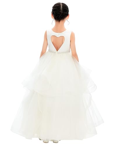 ekidsbridal Heart Cutout Ruffle Skirt Flower Girl Dress for Social Event Evening Gown 329