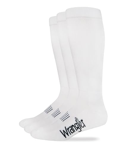 Wrangler Men's Western Boot Socks, White, Sock Size: Large/Shoe Size: 9-13 (Three Pairs)
