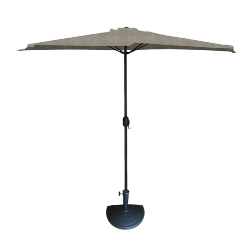 MA MAISON Ombrellone Mezzaluna 300x150x250h da Muro e Parete Palo Ø38 mm - Salvaspazio, Terrazzo, Balcone, Manovella, Protezione UV, Parasole, Idrorepellente - Base Inclusa (Grigio | Base Antracite)