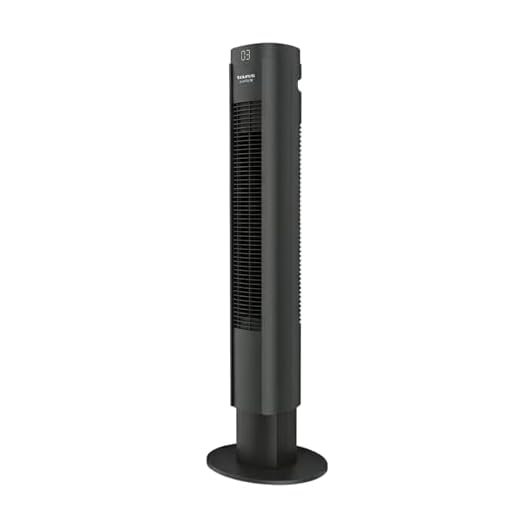 Taurus - Ventilador de torre Babel RCH 50W, Altura 86cm, 4 velocidades, 3 modos Normal/Brisa/Noche, Timer 9h, Auto Off, Oscilante, Mando a distancia, Slector táctil, Gris