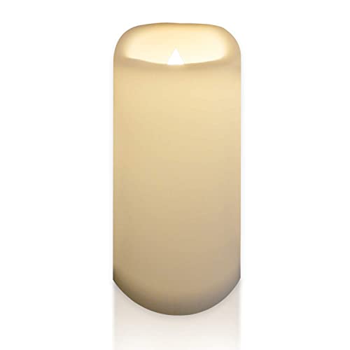 Image of CANDLE CHOICE Waterproof Outdoor Battery Operated Flameless Candle Remote Timer Large Tall White Plastic Realistic Flickering Electric LED Pillar Lantern Garden Wedding Christmas Decorations 4 inchDx10 inchH