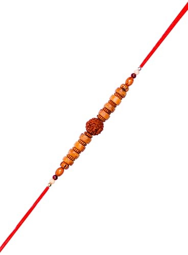 Image of Rudraksha Bracelet for Brother - Brown, Modern, Round, Lobster Claw Clasp, Rope Chain, Strand, Handmade /Fine Jewelty, Multiple Count, Bull Theme, Raksha Bandhan