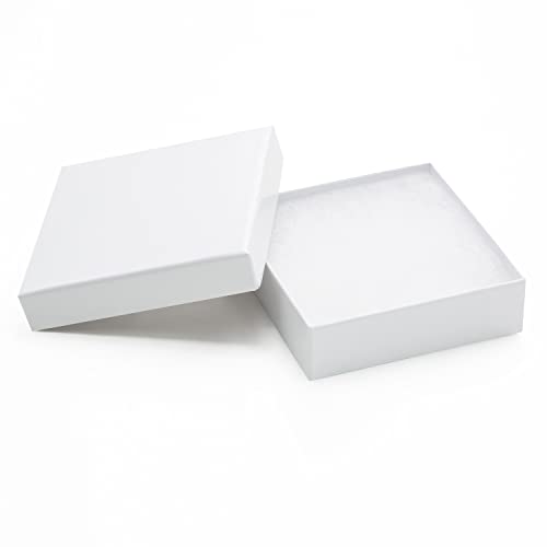 Magicool Hanger Magicool 20 Pack 3.5x3.5x1 Inch Cardboard Jewelry box Necklaces Bracelets Earrings Small Gift Packaging Jewelry Gift Boxes Lids Filled Cotton(White) 3.5x3.5x1 Inch (Pack of 20)