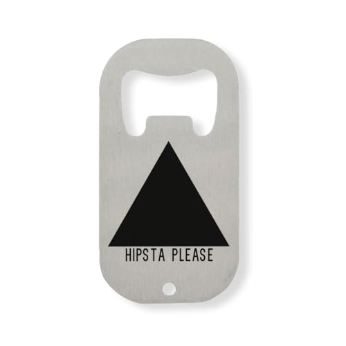 Hipsta Please Hipster Pease - Apribottiglie a triangolo nero con logo piramide, in acciaio INOX, colore: argento