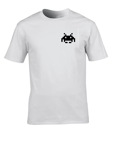 FatCuckoo- Space Invader Classic Arcade Iconic Symbol- Men's T-Shirt White