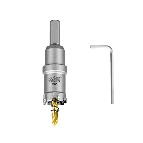Image of SALI 7 /8 inch (22mm) TCT Hole Saw Kit Tungsten Carbide Tipped Hole Saw Drill Bit with Titanium-Plated Pilot Drill bit for Metal, Stainless Steel, Iron, Wood, Plastic 2pcs