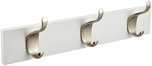 Amazon Basics Wall Mounted Modern Coat Rack, 3 Hooks, White