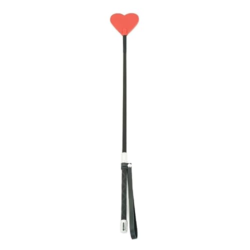 hehuanbj Premium Riding Crop for Horse with Anti-Slip Grip Gel Handle Genuine Leather Double Layer Crop Top (Red Heart)