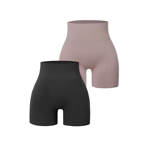 JOLLMONO 1-3 Pack Workout Shorts Women Scrunch Butt Lifting Biker Shorts Seamless Gym Workout Yoga Shorts Small 2-pack Black / Lotus Root Purple