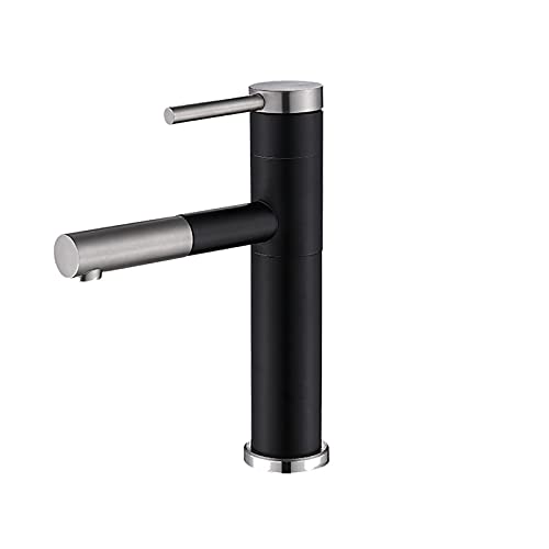Grifo de lavabo negro para reformar el baño moderno con agua caliente y diseño monomando