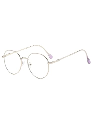 Suertree Vintage bezramkowe okulary krótkowzroczne retro designerskie Myopia okrągłe metalowe oprawki damskie okulary do dali -6,0-0,0, Silver, -3.5X