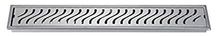 Image of Aquieen Shower Water Drainer Floor Bathroom Grating with Grade AISI 304 Anti-Foul Cockroach Trap (Wave Shower Drainer Center Hole, 36 inch x 4 inch)