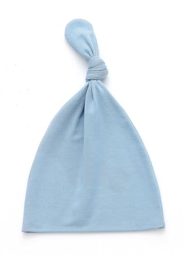 Image of Newborn Baby Swaddle Blanket Set with Baby Knotted Gown, Mittens, Hat - Bamboo Viscose Receiving Blanket Bundle (Dusty Blue)