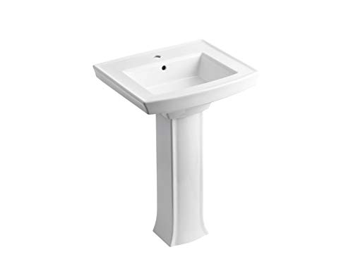 KOHLER K-2359-1-0 Archer Pedestal Bathroom Sink with Single-Hole Faucet Drilling, White #1