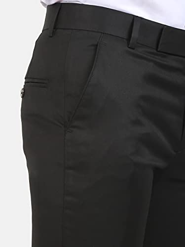 Image of Classic Collection Men's Smart Slim Fit 2-Way Stretchable Formal Trousers Made of Cotton Viscose Blend Fabric with Hidden Expandable Waistband and 3 Slant Pockets Plus 1 Ticket Pocket