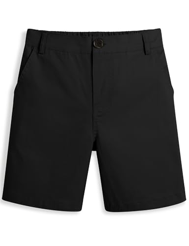 KEREDA Boys School Shorts Regular Fit Kids Cargo Shorts Cotton Summer Trousers with Pokets Elastic Waistband for Children 10-12 Years Black