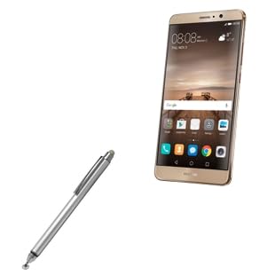 BoxWave Stylus Pen Compatible with Huawei Mate 9 - DualTip Capacitive Stylus, Fiber Tip Disc Tip Capacitive Stylus Pen - Metallic Silver