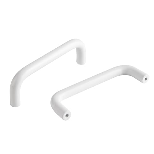 funifiti 5 Pack Bright White Cabinet Pulls 3.8 Inch (96mm) Hole to Hole Drawer Handles Modern Closet Pulls for Cabinets and Drawers Curved Tray Handles(5 Bright White 3.8 Inch(96mm))