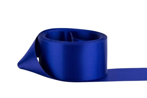 Image of Ribbon Bazaar Double Faced Satin - Premium Gloss Finish - 100% Polyester Ribbon for Gift Wrapping, Crafts, Scrapbooking, Hair Bow, Decorating & More - 1 /4 inch Cobalt 50yd Spool