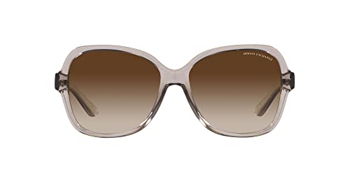 Armani Exchange Woman Sunglasses Shiny Black Frame, Gradient Grey Lenses, 57MM