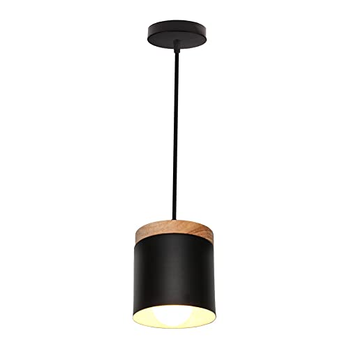 Suspension du Cylindre en Bois Nordique Luminaire Suspendu pour Cuisine et Salle à Manger