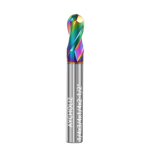 Image of 1 /4 inch Solid Carbide Ball Nose End Mill 2Flute DLC Coated HRC55 CNC Milling Cutter Bits for Copper & Aluminum Alloys