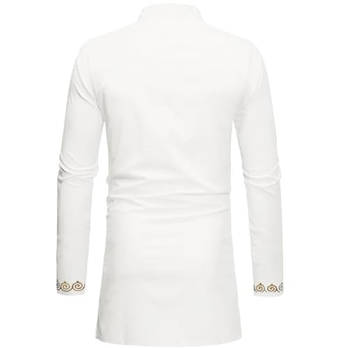 HEFASDM Men's African Dashiki 2 Piece Suit Traditional Long Sleeve Kurta and Pants Outfits Set4