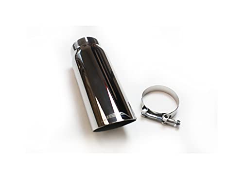 Image of JBA (12-08209) 2.5 inch x 3 inch x 9 inch Polished Stainless Steel Chrome Plated Clamp-On Exhaust Tip