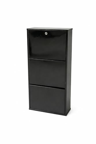 Image of Shoe Rack, Wall Mounted and Freestanding Metal, Multiple Shelf Options, White and Black (Black, 3)