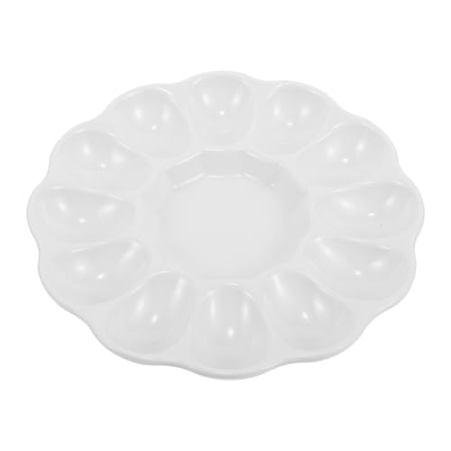 BRIGHTFUFU Easter Egg Tray Easter Deviled Egg Tray Serving Platter Egg Serving Tray Deviled Egg Trays Ceramic Egg Dish Deviled Eggs Container Deviled Egg Recipes Egg Holder Ceramics White