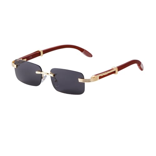 Lunettes de soleil tendance sans cadre hommes monture carrée bois