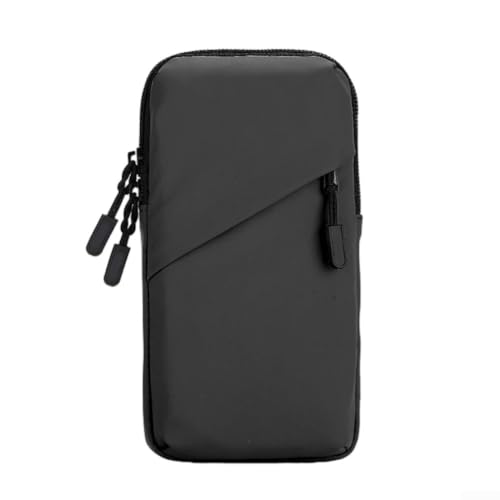 Bolsa para teléfono móvil para correr y ciclismo con correa ampliada para estabilidad y almacenamiento de doble capa, doble uso para brazo y muñeca, diseño ligero y compacto (negro)